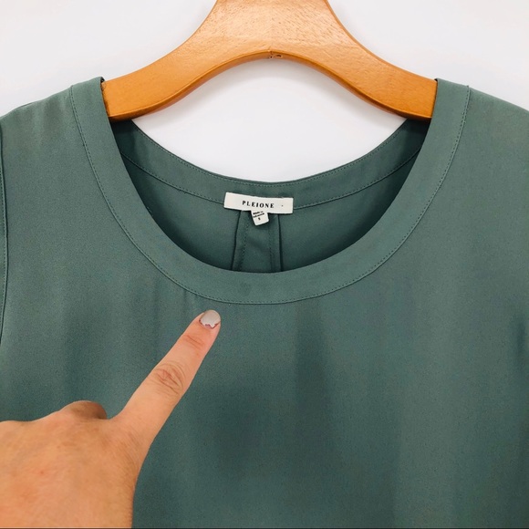 Anthro Pleione Sage Green Sheer Drape Blouse - Picture 9 of 9